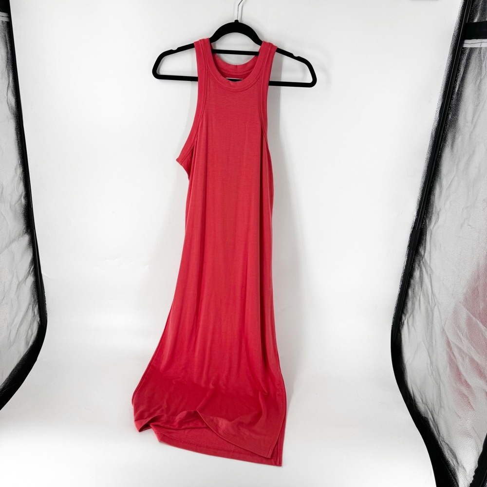 Lou & Grey Women‎ Red Sleeveless High Neck Midi Dress French Terry Knit Small